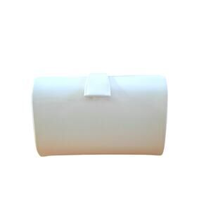 Margolm Womens Small Cream Snap Closure Hard Shell Clutch With Removable Strap